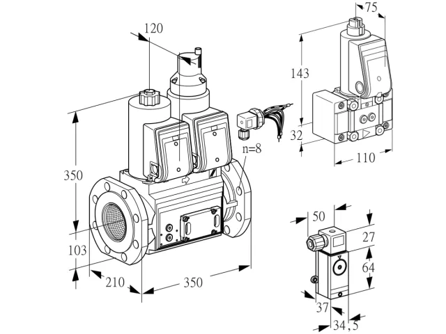 Kromschroder VCS 8100F05NLWRE/PPB-/P3PP — двойной электромагнитный газовый клапан — 88206563