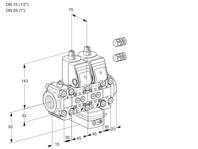 Kromschroder VCD 1E15R/25R05FND-50VWR3/PPPP/PPPP — двойной электромагнитный газовый клапан — 88101557