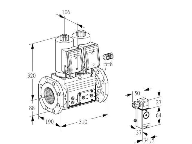 Kromschroder VCS 780F05NNWGR3E/P3PP/PPEP — двойной электромагнитный газовый клапан — 88204934