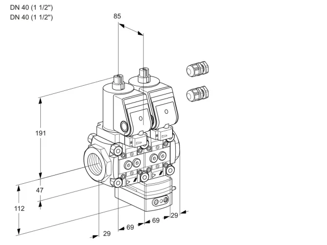 Kromschroder VCG 2E40R/40R05NGEQSR3/PPPP/PPPP — двойной электромагнитный газовый клапан — 88107840