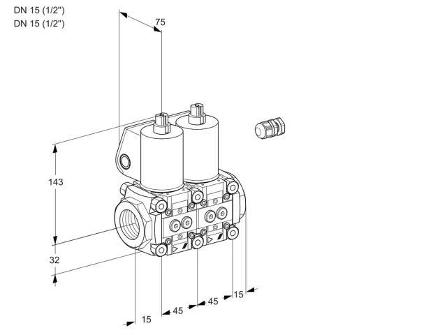 Kromschroder VCS 1E15R/15R05NNWL/PPPP/PPPP — двойной электромагнитный газовый клапан — 88100852