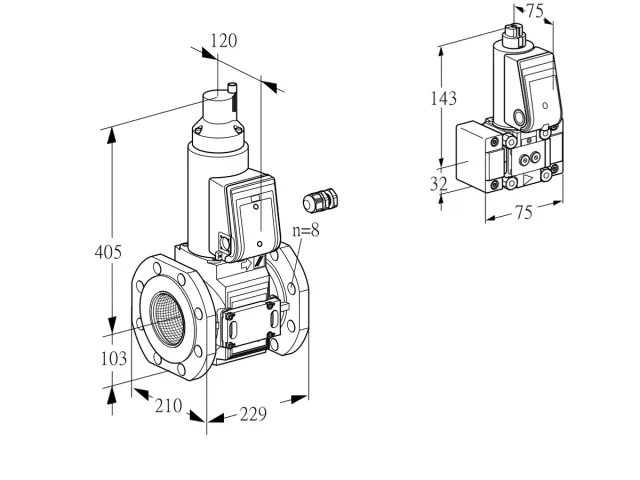 Kromschroder VAS 8100F05LW3E/B-/PP — электромагнитный газовый клапан — 88205250