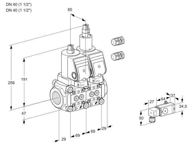 Kromschroder VCS 2E40R/40R05NLWGR3/3-PP/PPPP — двойной электромагнитный газовый клапан — 88105613