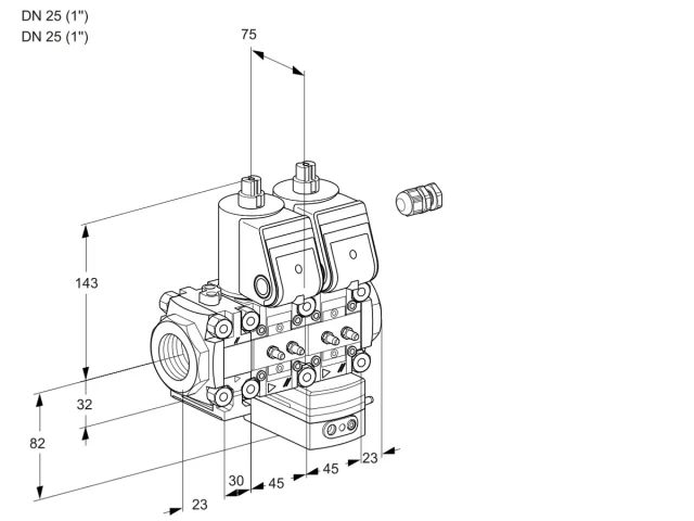 Kromschroder VCD 1E25R/25R05FND-100WR/MMMM/MMMM — двойной электромагнитный газовый клапан — 88105092