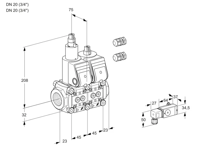 Kromschroder VCS 1E20R/20R05LNQR3/PPPP/1--2 — двойной электромагнитный газовый клапан — 88103263