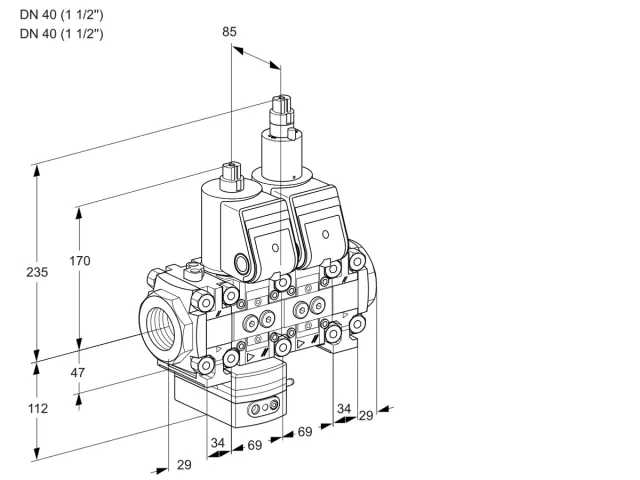 Kromschroder VCG 2E40R/40R05FGELVWR/PPPP/PPPP — двойной электромагнитный газовый клапан — 88102760