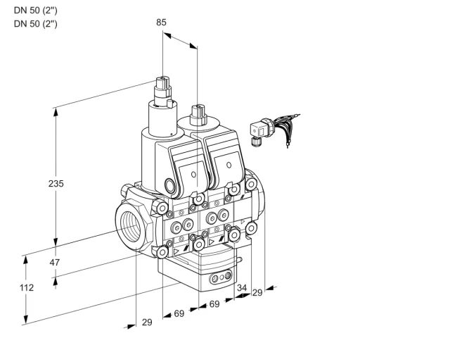 Kromschroder VCG 2E50R/50R05LGNVKR/PPPP/PPPP — двойной электромагнитный газовый клапан — 88107608