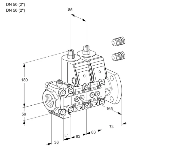 Kromschroder VCS 3E50R/50F05FNNWR3/PPPP/PPPP — двойной электромагнитный газовый клапан — 88106232