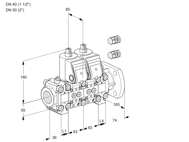 Kromschroder VCS 3E40R/50F05FNNVWR3/PPPP/PPPP — двойной электромагнитный газовый клапан — 88106191