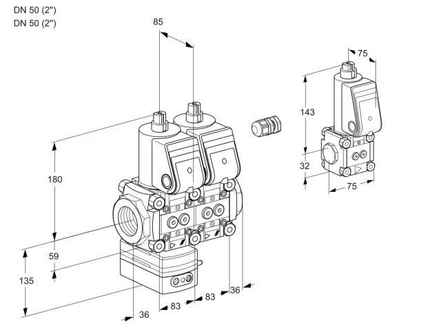 Kromschroder VCG 3E50R/50R05GENWR/PPPP/PPBS — двойной электромагнитный газовый клапан — 88107860