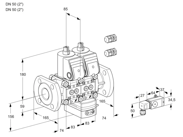 Kromschroder VCV 3E50F/50F05NVKWR3/2-PP/PPPP — двойной электромагнитный газовый клапан — 88103932