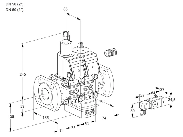 Kromschroder VCD 3E50F/50F05LD-25WR/2--3/PPPP — двойной электромагнитный газовый клапан — 88104161