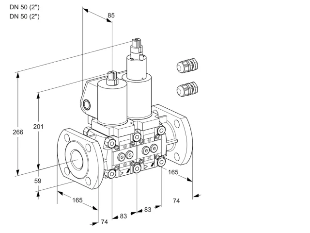 Kromschroder VCS 3E50F/50F05NLWGL3/PPPP/PPPP — двойной электромагнитный газовый клапан — 88102776