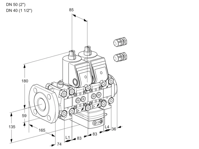 Kromschroder VCD 3E50F/40R05FND-100VWR3/PPPP/PPPP — двойной электромагнитный газовый клапан — 88106150
