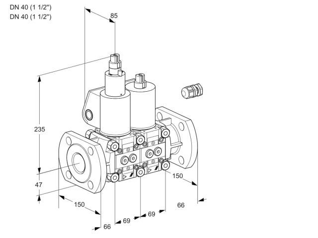 Kromschroder VCS 2E40F/40F05LNWL/PPPP/PPPP — двойной электромагнитный газовый клапан — 88107609