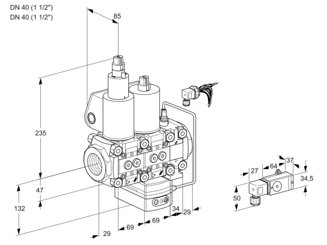 Kromschroder VCH 2E40R/40R05LHEVKL/PPPP/-2PP — двойной электромагнитный газовый клапан — 88104155