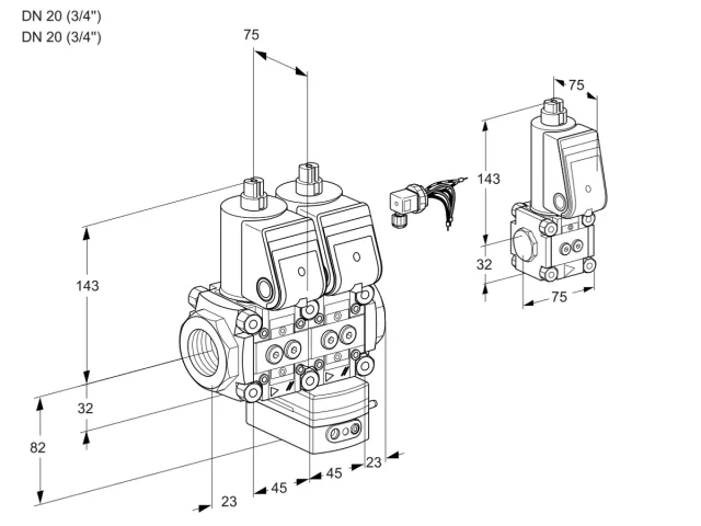 Kromschroder VCD 1E20R/20R05ND-50WR/PPPP/PPZS — двойной электромагнитный газовый клапан — 88107805