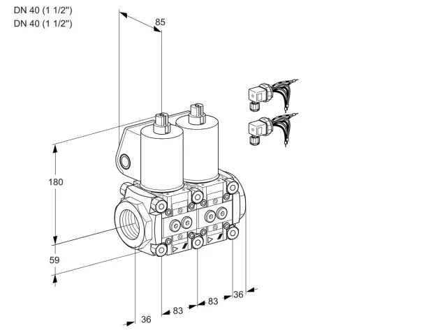 Kromschroder VCS 3E40R/40R05NNWL6/PPPP/PPPP — двойной электромагнитный газовый клапан — 88102868