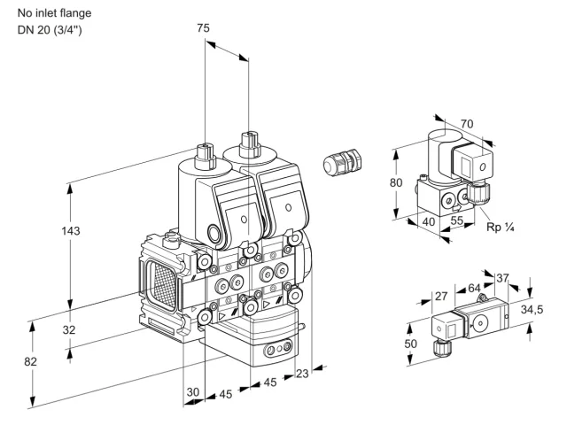 Kromschroder VCD 1E--/20R05FND-50WR/2-PP/PPZY — двойной электромагнитный газовый клапан — 88106852