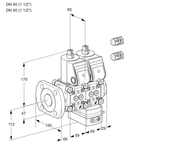 Kromschroder VCD 2E40F/40R05ND-100WR3/PPPP/PPPP — двойной электромагнитный газовый клапан — 88101591