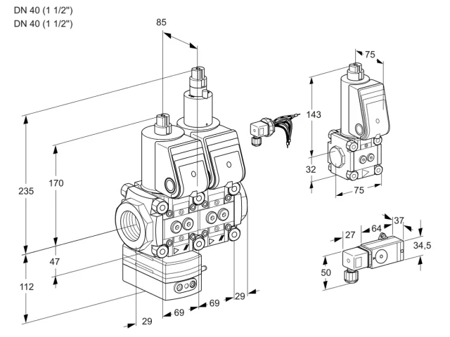 Kromschroder VCD 2E40R/40R05D-50LWR/1-PP/PPBS — двойной электромагнитный газовый клапан — 88103335