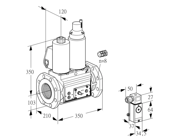 Kromschroder VCS 8100F05NLWL3E/3-MP/PP34 — двойной электромагнитный газовый клапан — 88207199