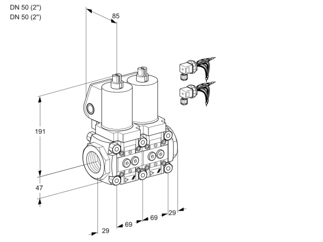 Kromschroder VCS 2E50R/50R05NNWGL8/PPPP/PPPP — двойной электромагнитный газовый клапан — 88106374