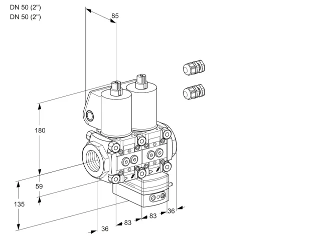 Kromschroder VCD 3E50R/50R05ND-50WL3/PPPP/PPPP — двойной электромагнитный газовый клапан — 88107433