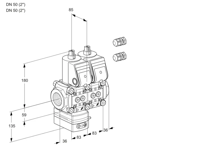 Kromschroder VCD 3E50R/50R05D-25NWR3/PPPP/MMMM — двойной электромагнитный газовый клапан — 88105065