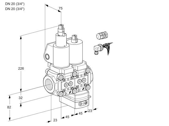 Kromschroder VCD 1E20R/20R05LD-100WSL3/PPPP/PPPP — двойной электромагнитный газовый клапан — 88104038