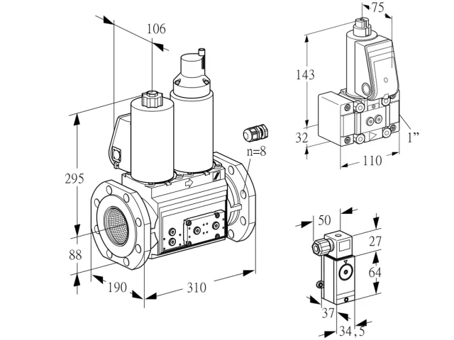 Kromschroder VCS 780F05NLWL3E/P3PP/PPZ- — двойной электромагнитный газовый клапан — 88207178