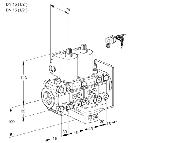 Kromschroder VCH 1E15R/15R05FNHEVWL/PPPP/PPPP — двойной электромагнитный газовый клапан — 88102756