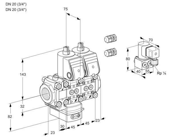 Kromschroder VCD 1E20R/20R05FD-50NQR3/PPPP/PPZY — двойной электромагнитный газовый клапан — 88100643