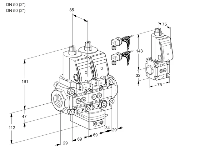 Kromschroder VCG 2E50R/50R05NGEVWSR8/PPPP/PPBS — двойной электромагнитный газовый клапан — 88105273