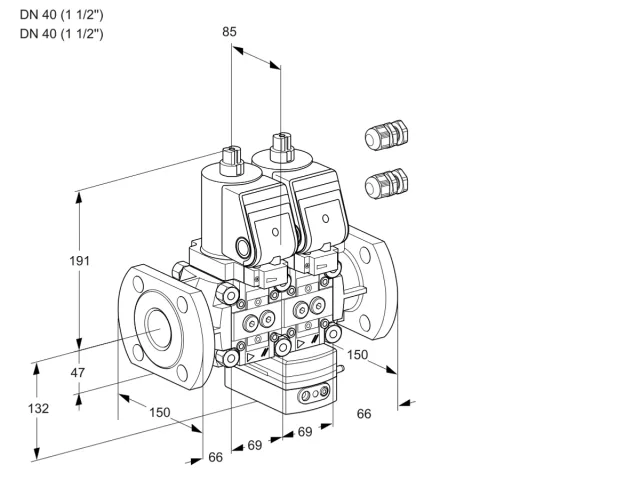 Kromschroder VCV 2E40F/40F05NVKWSR3/PPPP/PPPP — двойной электромагнитный газовый клапан — 88103210