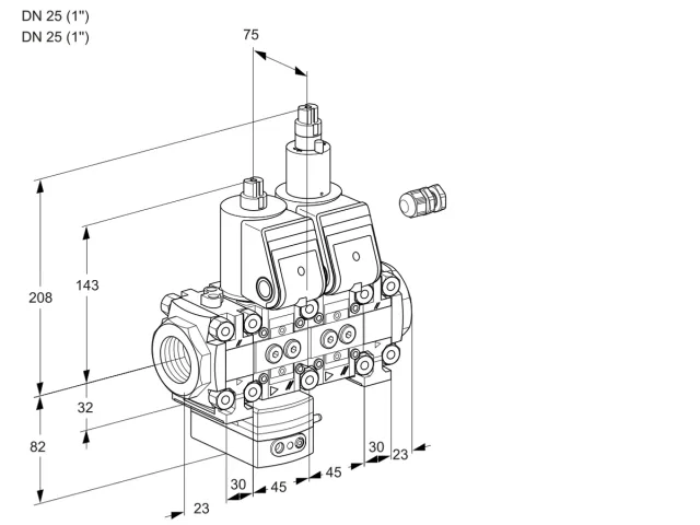 Kromschroder VCD 1E25R/25R05FD-100LO18WR/PPPP/PPPP — двойной электромагнитный газовый клапан — 88102733