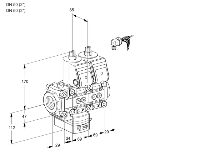Kromschroder VCD 2E50R/50R05FD-25NWR/PPPP/PPPP — двойной электромагнитный газовый клапан — 88105027