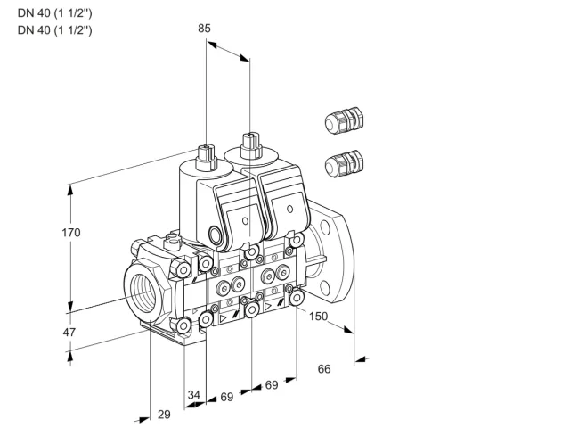 Kromschroder VCS 2E40R/40F05FNNWR3/PPPP/PPPP — двойной электромагнитный газовый клапан — 88101377