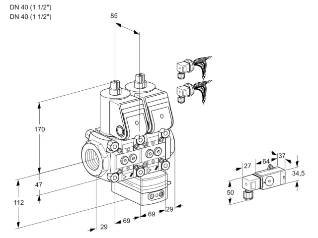 Kromschroder VCD 2E40R/40R05ND-50WR6/3-PP/PPPP — двойной электромагнитный газовый клапан — 88101206