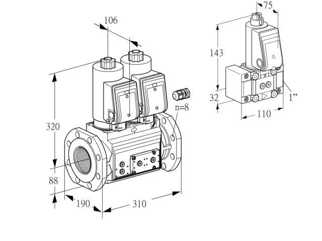 Kromschroder VCS 780F05NNKGR3E/PPPP/PPZ- — двойной электромагнитный газовый клапан — 88206513