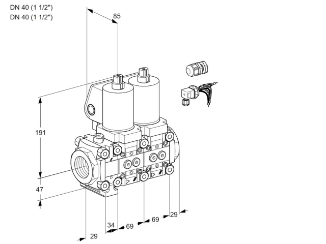 Kromschroder VCS 2E40R/40R05FNNWSL8/PPPP/PPPP — двойной электромагнитный газовый клапан — 88100580
