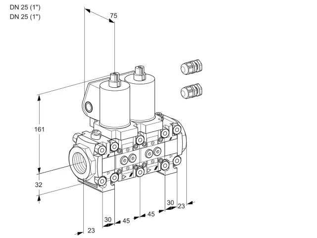 Kromschroder VCS 1E25R/25R05FNNVWSL3/PPPP/PPPP — двойной электромагнитный газовый клапан — 88107341