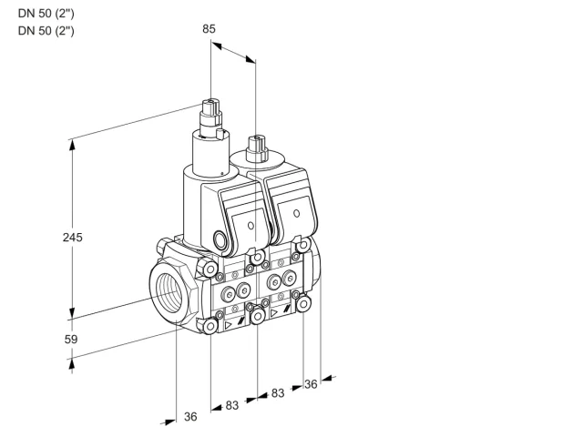 Kromschroder VCS 3T50N/50N05LNQR/PPPP/PPPP — двойной электромагнитный газовый клапан — 88106985
