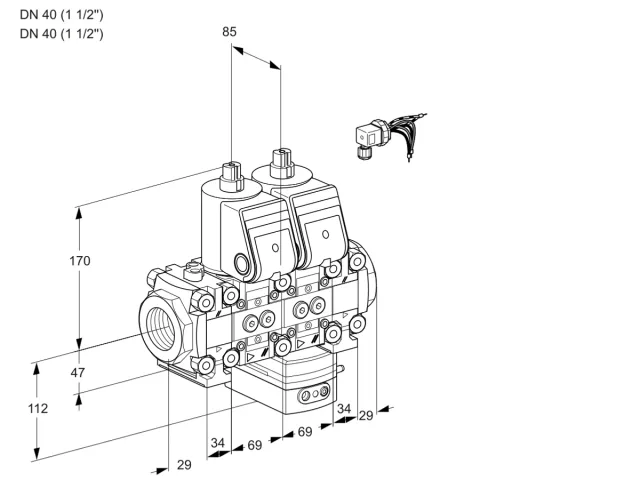 Kromschroder VCD 2E40R/40R05FND-50VWR/PPPP/PPPP — двойной электромагнитный газовый клапан — 88102704