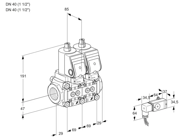 Kromschroder VCS 2T40N/40N05NNQSR/2-PP/PPPP — двойной электромагнитный газовый клапан — 88100788
