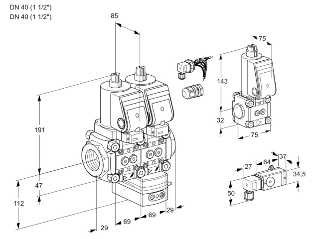 Kromschroder VCG 2E40R/40R05NGEWSR8/2-PP/PPZS — двойной электромагнитный газовый клапан — 88103446