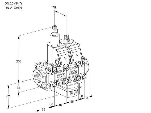 Kromschroder VCG 1E20R/20R05FLGEVWR/PPPP/PPPP — двойной электромагнитный газовый клапан — 88104485