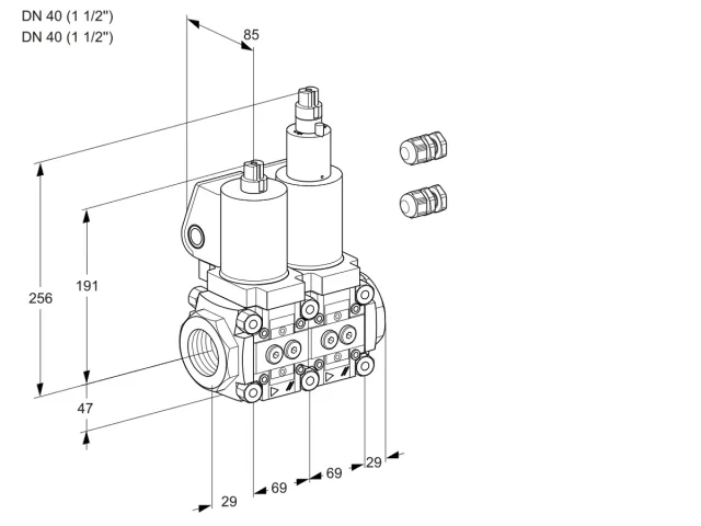 Kromschroder VCS 2E40R/40R05NLKGL3/PPPP/PPPP — двойной электромагнитный газовый клапан — 88100413
