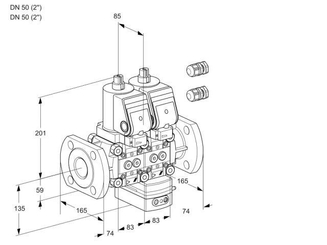 Kromschroder VCD 3E50F/50F05ND-50QGR3/PPPP/PPPP — двойной электромагнитный газовый клапан — 88104120