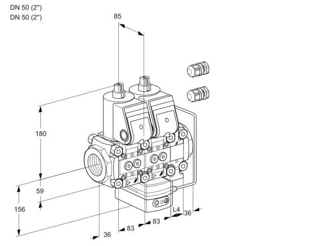 Kromschroder VCH 3E50R/50R05NHEVWR3/PPPP/PPPP — двойной электромагнитный газовый клапан — 88105994